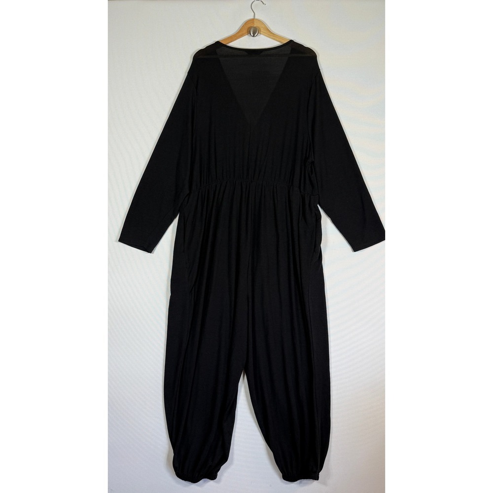 NEW Bloomchic US 26 Jumpsuit Black Womens Long Sleeve Wrap Comfort Travel Relax - Picture 5 of 8